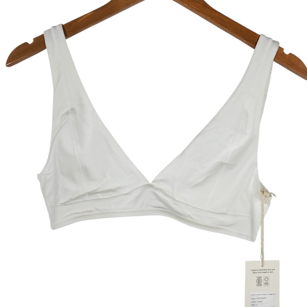 NEW Mate the Lable TENCEL Comfort Wireless Triangle Bra Size S White Stretch